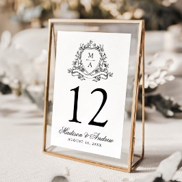 Elegante Zwarte Bloemenkroon Monogram Trouwfeest Kaart