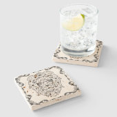 Elegante zwarte bloemenleeuw Lijst suikerschedel 2 Stenen Onderzetter (Zijkant)