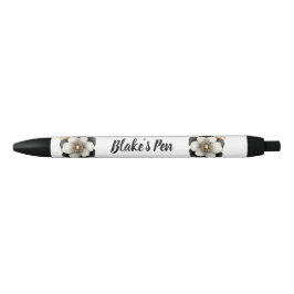 Elegante zwarte bloemennaam inkt pen
