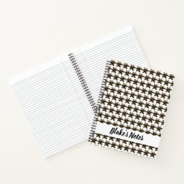 Elegante zwarte bloemennaam notitieboek