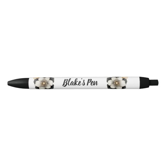 Elegante zwarte bloemennaam zwarte inkt pen (Voorkant)