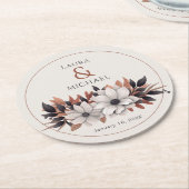 Elegante zwarte bloemenroest ronde kartonnen onderzetter (Gebogen)