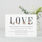 Elegante zwarte bloementekst | Liefde bruiloft Kaart (Staand voorkant)