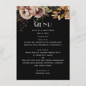 Elegante Zwarte Bloemige Bruiloft | Donkere Herfst Menu (Voorkant)