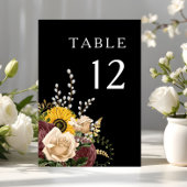 Elegante Zwarte Bloemige Bruiloft Kaart