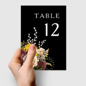 Elegante Zwarte Bloemige Bruiloft Kaart