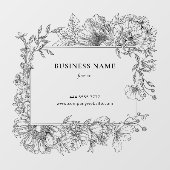 Elegante zwarte bloemige Lijst bloemist Transparan Raamsticker (Vel)