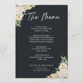 Elegante zwarte bloemige trouwmenu sjabloon menu (Voorkant)