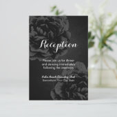 Elegante Zwarte Bloemige Trouwreceptie Informatiekaartje (Staand voorkant)