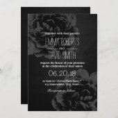 Elegante Zwarte Bloemige Vintage Bruiloft Kaart (Voorkant / Achterkant)