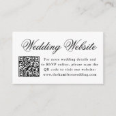 Elegante Zwarte Bloemkam Trouwwebsite QR-code Informatiekaartje (Voorkant)