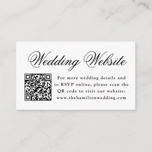 Elegante Zwarte Bloemkam Trouwwebsite QR-code Informatiekaartje (Voorkant)