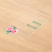 Elegante Zwarte Bloemrozen Acryl Uitnodigingen (Laagn)