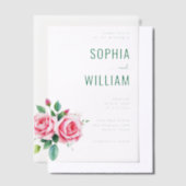 Elegante Zwarte Bloemrozen Vellum Uitnodigingen (Offset)