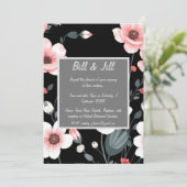 Elegante zwarte bloesem, witte bloemen bruiloft kaart (Staand voorkant)