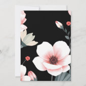 Elegante zwarte bloesem, witte bloemen bruiloft kaart (Achterkant)