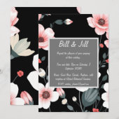 Elegante zwarte bloesem, witte bloemen bruiloft kaart (Voorkant / Achterkant)