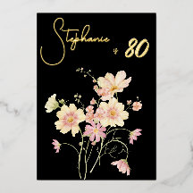 Elegante Zwarte Blush Bloem 80ste Verjaardag Roze 