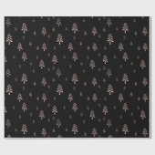 Elegante zwarte blush roze kerstbomen cadeaupapier (Vlak)
