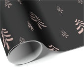 Elegante zwarte blush roze kerstbomen cadeaupapier (Rol Hoek)