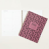 Elegante Zwarte Blush Roze Stippenpatroon Planner (Display)