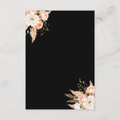 Elegante zwarte Boho Chic Bloemen Herfst Huwelijk Informatiekaartje (Achterkant)