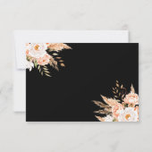 Elegante zwarte Boho Chic Bloemen Herfst Huwelijk RSVP Kaartje (Achterkant)
