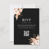 Elegante zwarte Boho Chic Bloemen Herfst Huwelijk RSVP Kaartje (Voorkant)