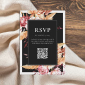 Elegante zwarte Boho Chic Bloemen Huwelijk RSVP Kaartje