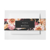 Elegante zwarte Boho Chic Bloemen Huwelijk Uitnodigingen Wikkel (Voorkant Voorbeeld)