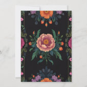 Elegante zwarte boho chic vintage bloem kaart (Achterkant)