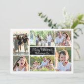 Elegante zwarte bokeh zes foto collage op maat kaart (Staand voorkant)