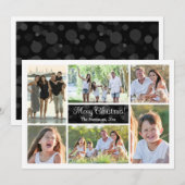 Elegante zwarte bokeh zes foto collage op maat kaart (Voorkant / Achterkant)