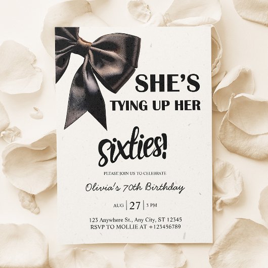 Elegante zwarte boog 70e verjaardag kaart