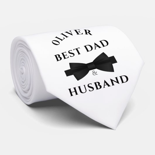 Elegante zwarte boog beste vader & man Vaderdag Stropdas (Opgerold)