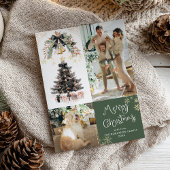 Elegante Zwarte Boog Boom Vrolijk Kerstfeest 2 Fot Feestdagenkaart