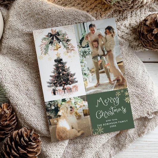 Elegante Zwarte Boog Boom Vrolijk Kerstfeest 2 Fot Feestdagenkaart