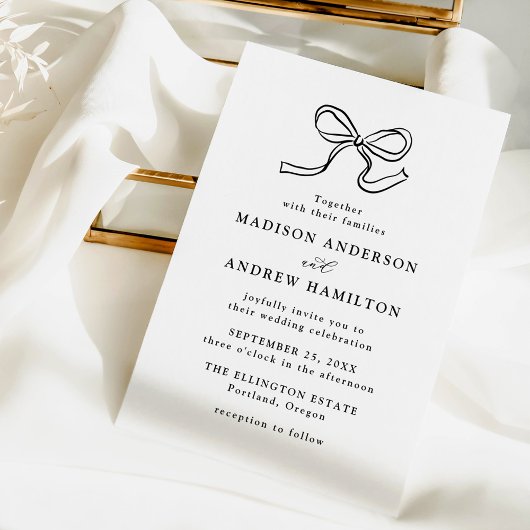 Elegante zwarte boog bruiloft kaart