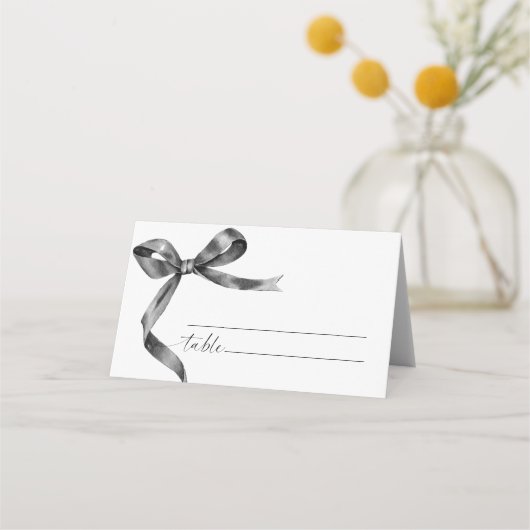 Elegante zwarte boog bruiloft plaatskaartje (Voorkant)