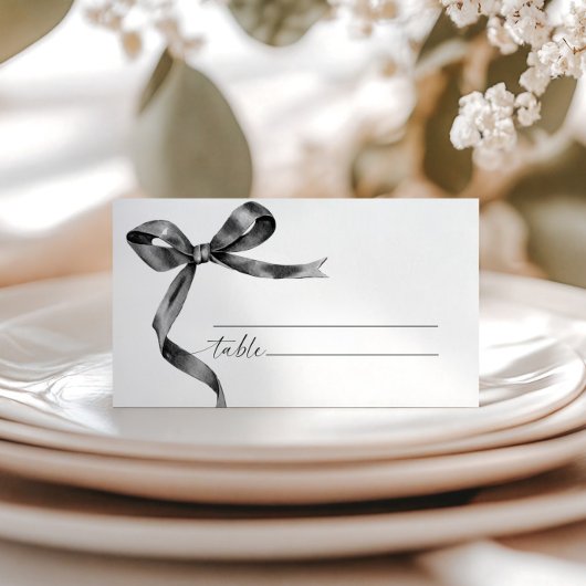 Elegante zwarte boog bruiloft plaatskaartje