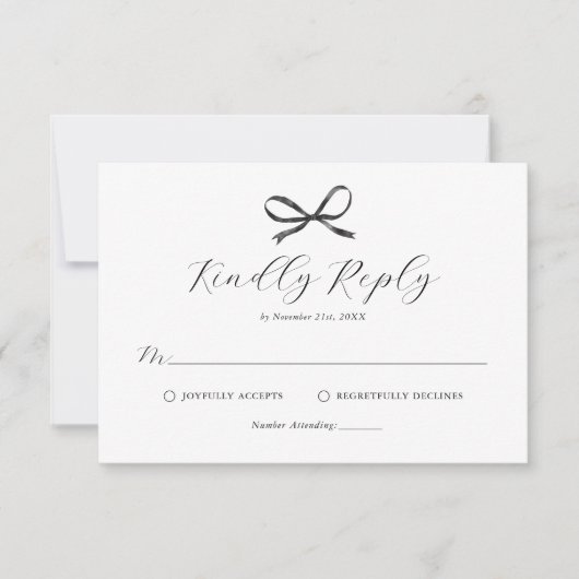 Elegante zwarte boog bruiloft RSVP (Voorkant)