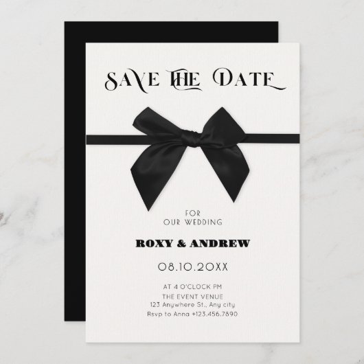 Elegante zwarte boog bruiloft save the date (Voorkant / Achterkant)