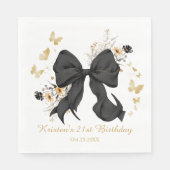 Elegante zwarte boog Coquette Wildflowers Servet (Voorkant)