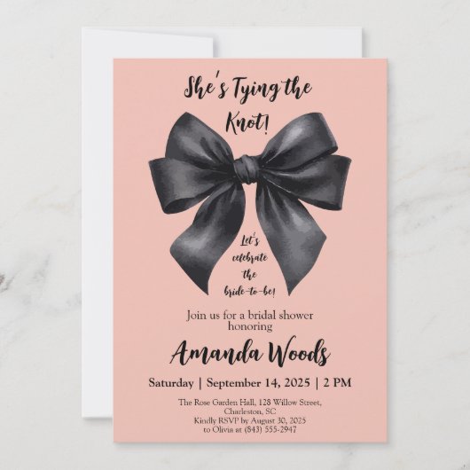 Elegante zwarte boog op pastel roze Vrijgezellenfe Kaart (Voorkant)