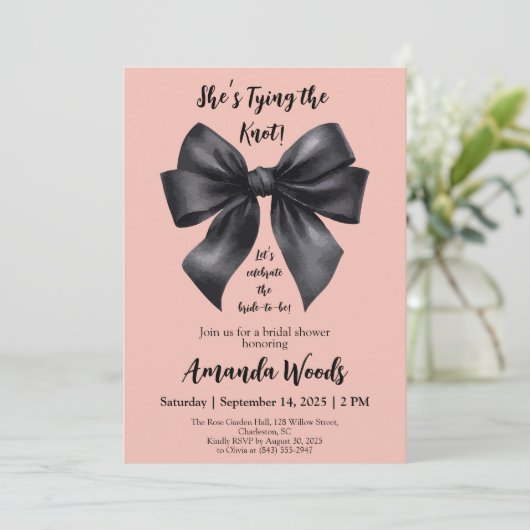 Elegante zwarte boog op pastel roze Vrijgezellenfe Kaart (Staand voorkant)