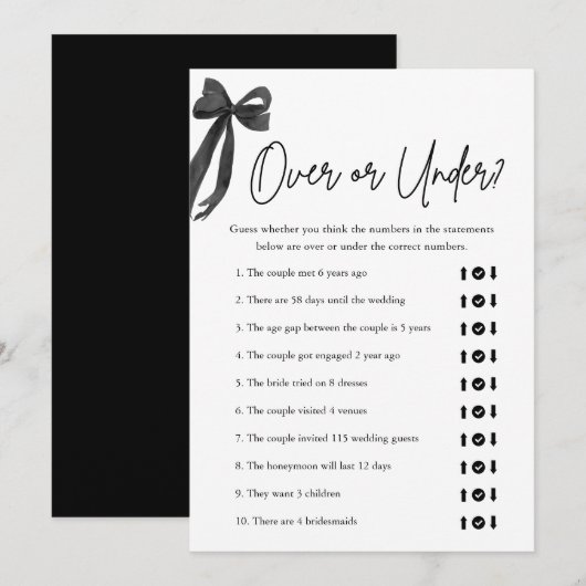 Elegante zwarte boog over of onder Vrijgezellenfee Kaart (Voorkant / Achterkant)