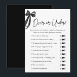 Elegante zwarte boog over of onder Vrijgezellenfee Kaart<br><div class="desc">Voeg wat opwinding toe aan je vrijgezellenfeest met de Elegant Black Bow Over of Under Game! 🎀💍✨ Dit leuke en stijlvolle spel heeft een chique zwarte strik en een elegant script, perfect voor een verfijnde viering. 🖤 Gasten zullen raden of leuke huwelijksgerelateerde feiten over of onder het gegeven nummer zijn...</div>