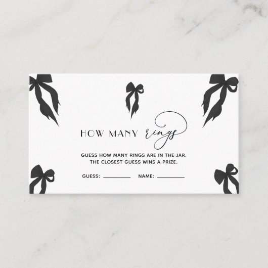 Elegante zwarte boog Raad hoe ringen spel Informatiekaartje (Voorkant)