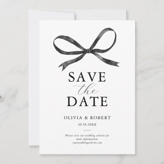 Elegante zwarte boog save the date (Voorkant)