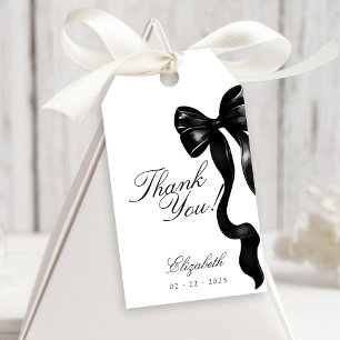 Elegante zwarte boog zoet 16 gunst Tags Cadeaulabel